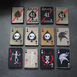 Viking Ace of Spades, parches bordados de póker, tarjeta de la muerte, corazón, Calavera, insignias militares tácticas Punk para ropa, mochila, chaleco