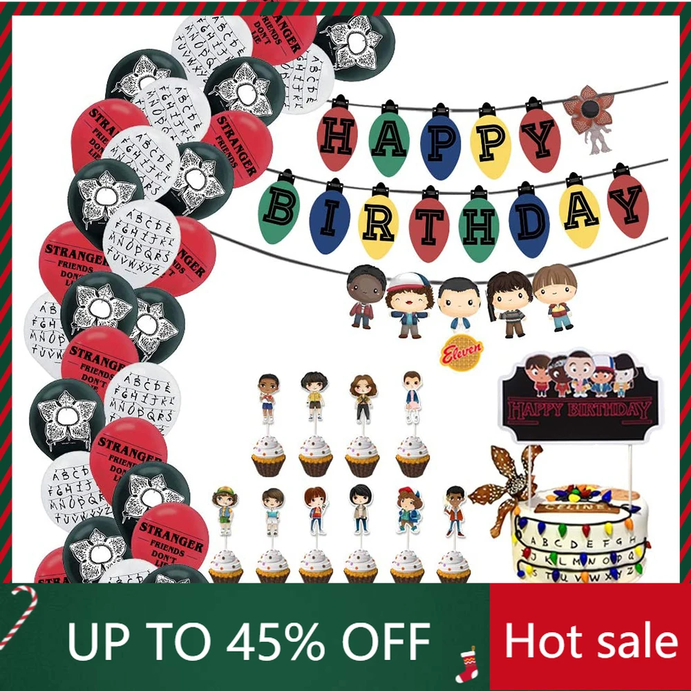Hot Tv Stranger Things Themed Party Decorations Birthday Balloons Banner Cake  Topper Eleven Things Birthday Party Decor Supplies - Party & Holiday Diy  Decorations - AliExpress