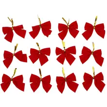 12 шт. Цвет бант Рождественская елка рождественское подвесное украшение бант вечерние украшения красный