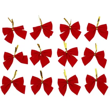 

12 Pcs Color Bow Christmas Tree Xmas Hanging Ornament Bowknot Party Decor Red