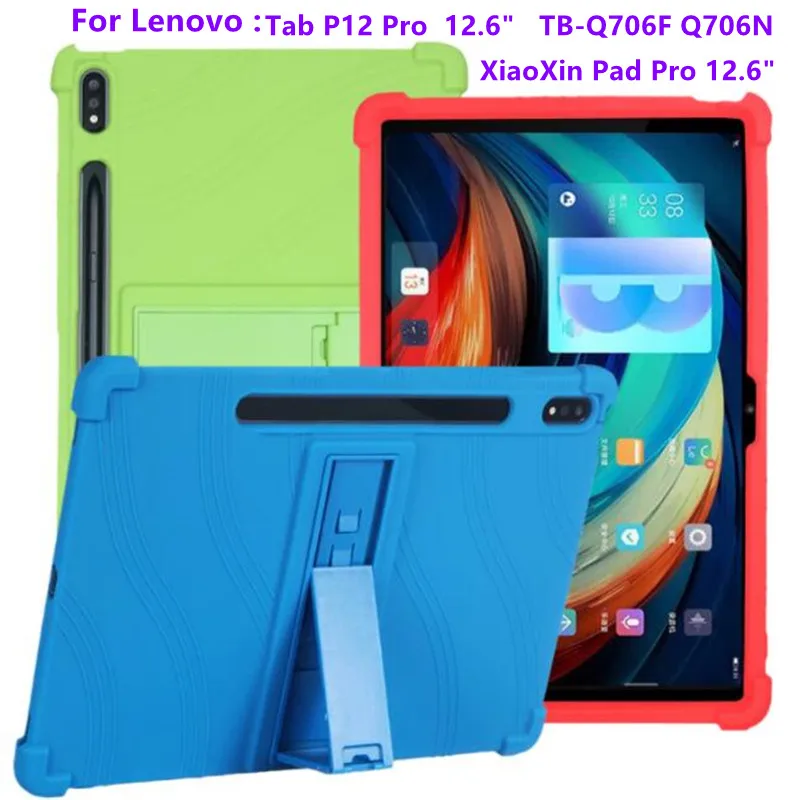 Custodia In Silicone Per Lenovo Tab Xiaoxin Pad Pro 12.6 "Tablet Tab P12 Pro Tb-Q706F Q706N Stand Cover
