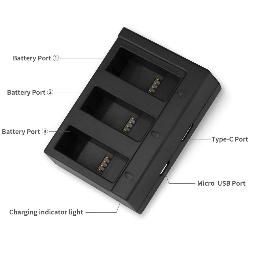 Прочный 3 порта слот зарядное устройство набор с 3 батареями для Gopro 5 Черный камеры аксессуары для зарядки