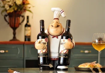 

[Decor] Chef Statue Wine Bottle Stand Decorative Cook Wine Holder Barware Utensil Tableware Ornament Craft Furnishing