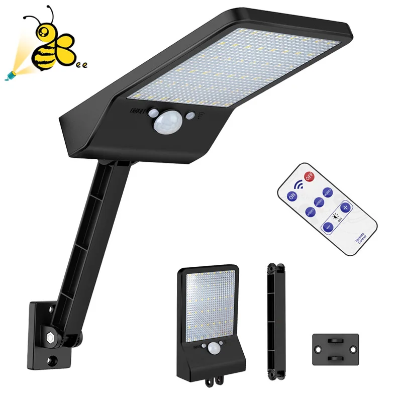 

New Upgraded 48 LED Remote Control Solar Light PIR Motion Sensor IP65 Outdoor Wall Lamp rotable Remote Control