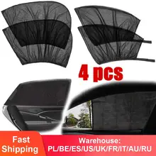 4pcs Car Front&Rear Side Window Sun Visor Shade Mesh Cover Insulation Anti-mosquito Fabric Shield UV Protector Sunshade Curtain
