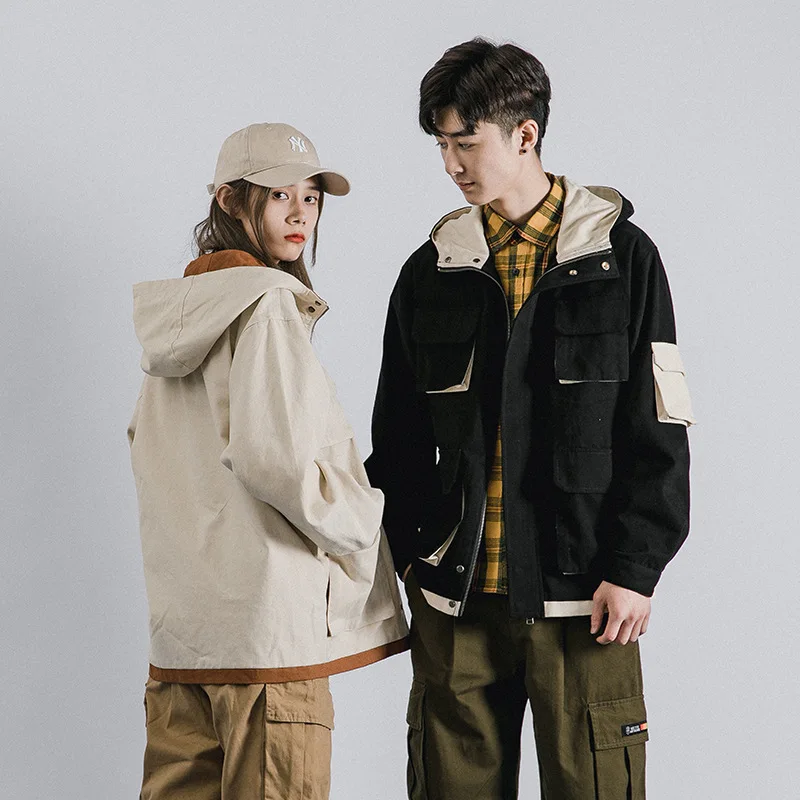 

New Style Solid Color Retro Workwear Trend Casual Jacket Men's