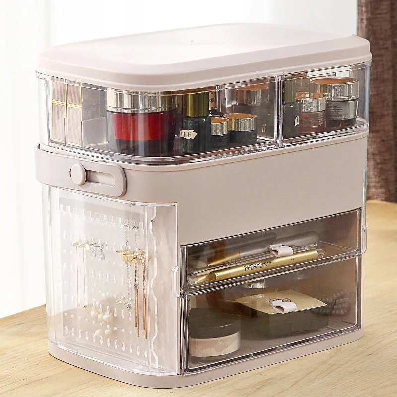 

Sanqing Flower New Style Online Celebrity Drawer Makeup Storage Box Rotatable Finishing Box Desktop Jewelry Seperated Dressing B