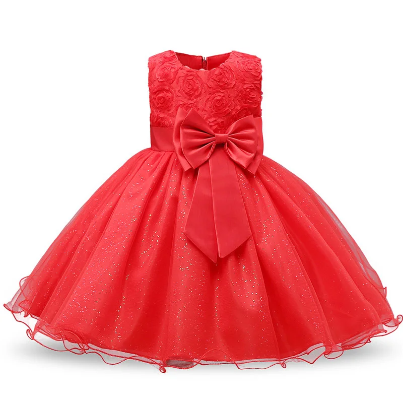 Вечернее платье для девочек; детское платье в полоску для выпускного вечера; детская одежда с бантом для свадебной вечеринки; Танцевальная детская одежда-пачка для подростков - Цвет: red