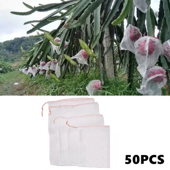 

50Pcs/set Garden Netting Bags Plant Fruit Vegetable Protection Bag Agricultural Pest Control Drawstring Nylon Mesh Net Bags