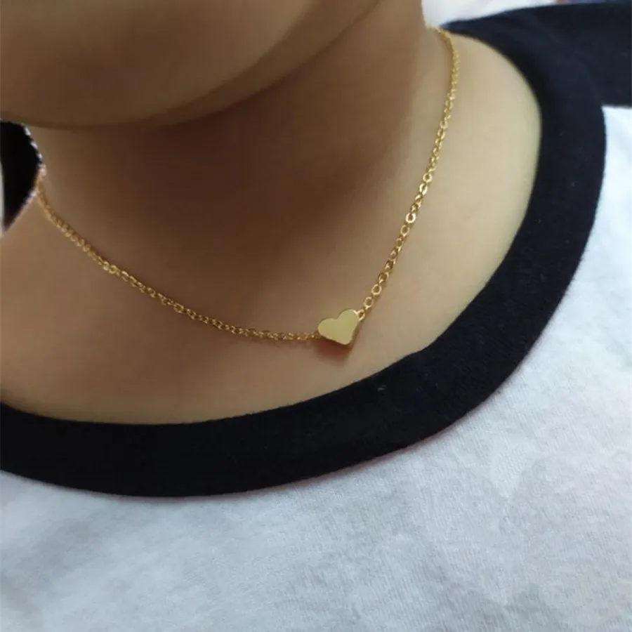 

Dropship New Fashion Women Neck Heart Shape Stainless Steel Collar Choker Necklace Jewelry Accessories Chokers
