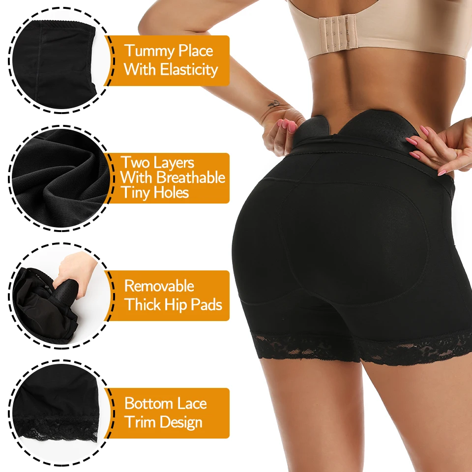 Women Body Shaper Padded Shorts Butt Lifter Tummy Control Panties