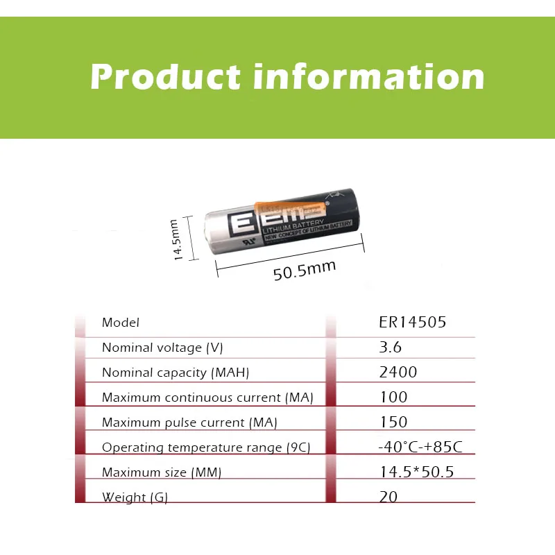 4 шт./лот EEMB ER14505 ER14505H AA 3,6 V 2400mAh энергии литиевая батарея смарт-метр батарея