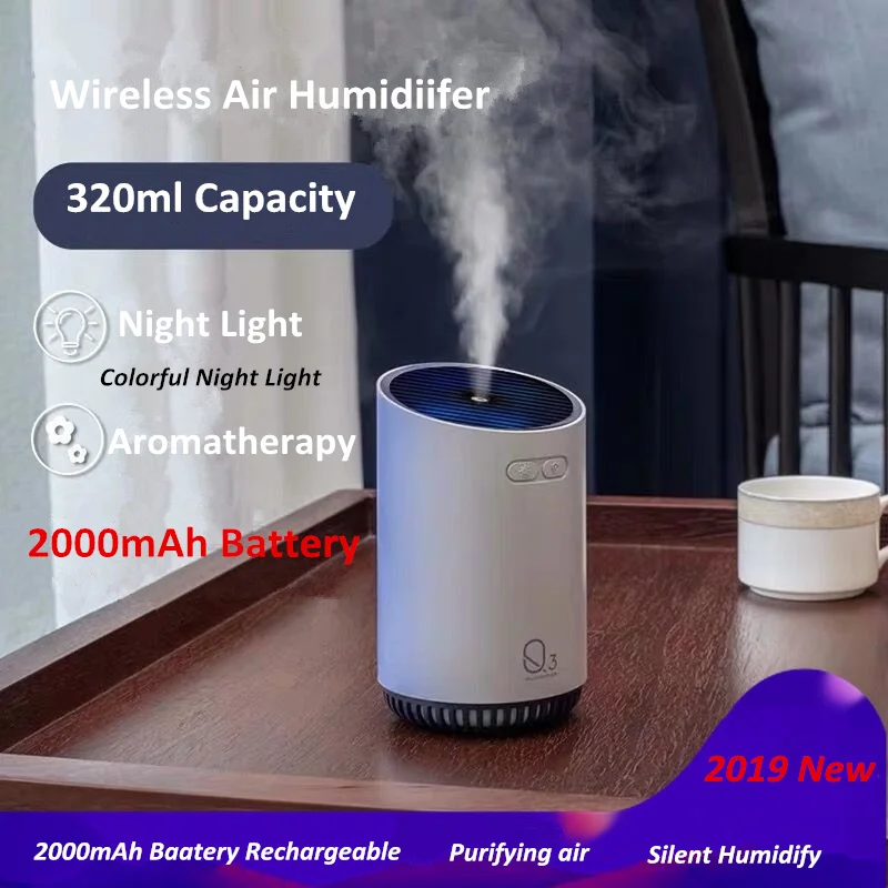 Kaufen Schwere Nebel Tragbare Drahtlose Luft Diffusor 320ML 2000mAh USB Aufladbare Ultraschall Aroma Difusor Luftbefeuchter Lampe Humidificador