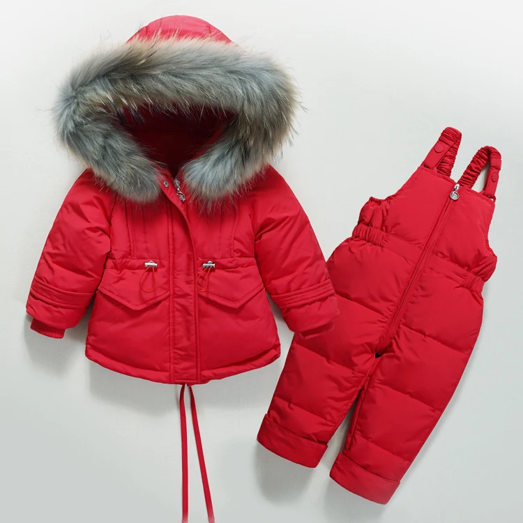 Комплект зимней одежды для детей; одежда для маленьких мальчиков и девочек; теплый пуховик; пальто; комбинезон; зимний комбинезон; детская парка; комбинезон с натуральным мехом; пальто - Цвет: red9
