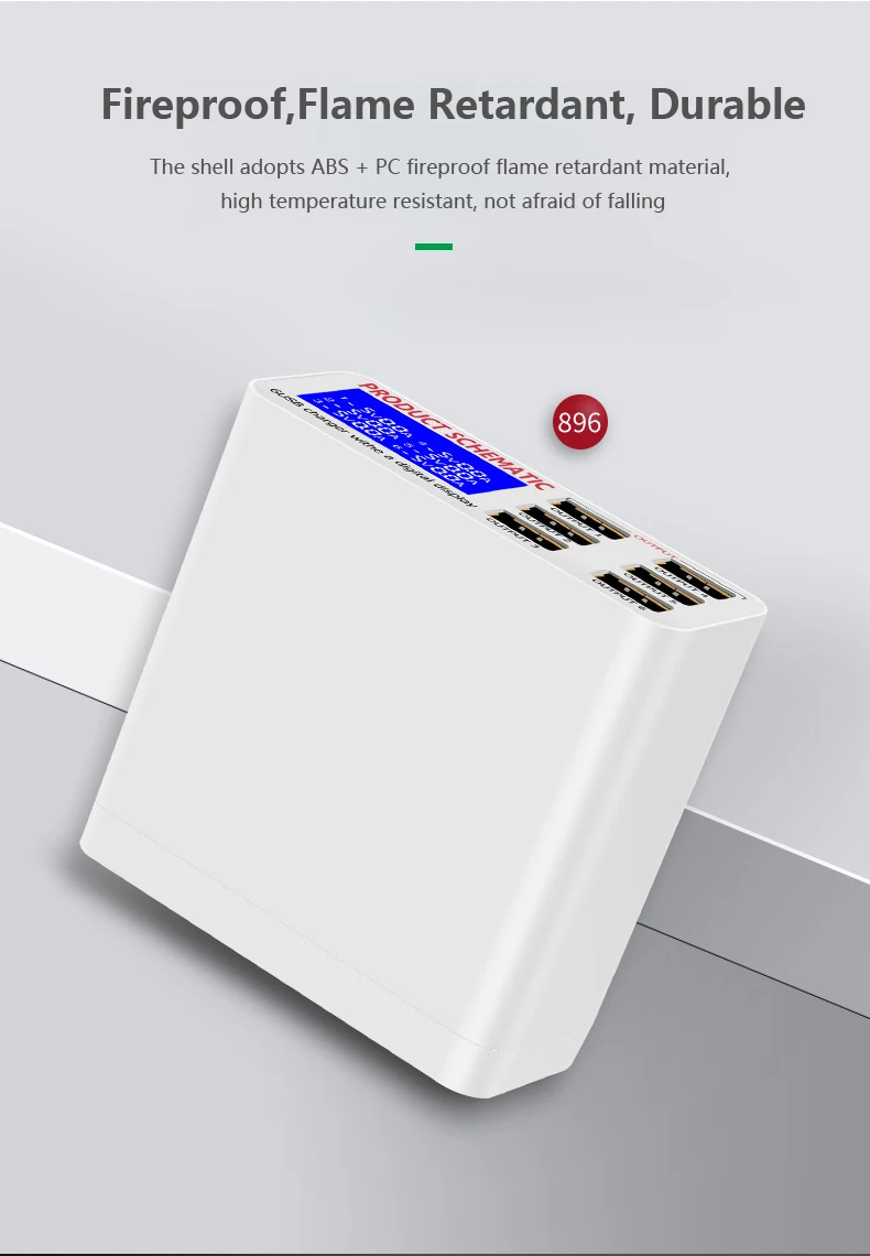 6口智能手机充电器QC 3.0 带LCD显示2副本