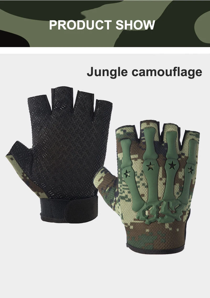 Men Fingerless Combat Gloves Outdoor Tactical Gloves Airsoft Sport Half Finger Type Military Army Shooting Cycling Gym S2295