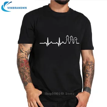 

Chess Heartbeat T Shirt Men Funny Gift Chess Master Shirt Fashion Chess Club T-Shirt Novelty Game Cotton Tee Cool Gamer Clothing