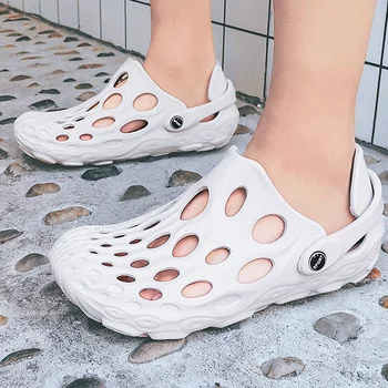 

Fashion 2020 wedges sandals mens soft wear resitant Non-slip PVC sandals man beach shoes unisex