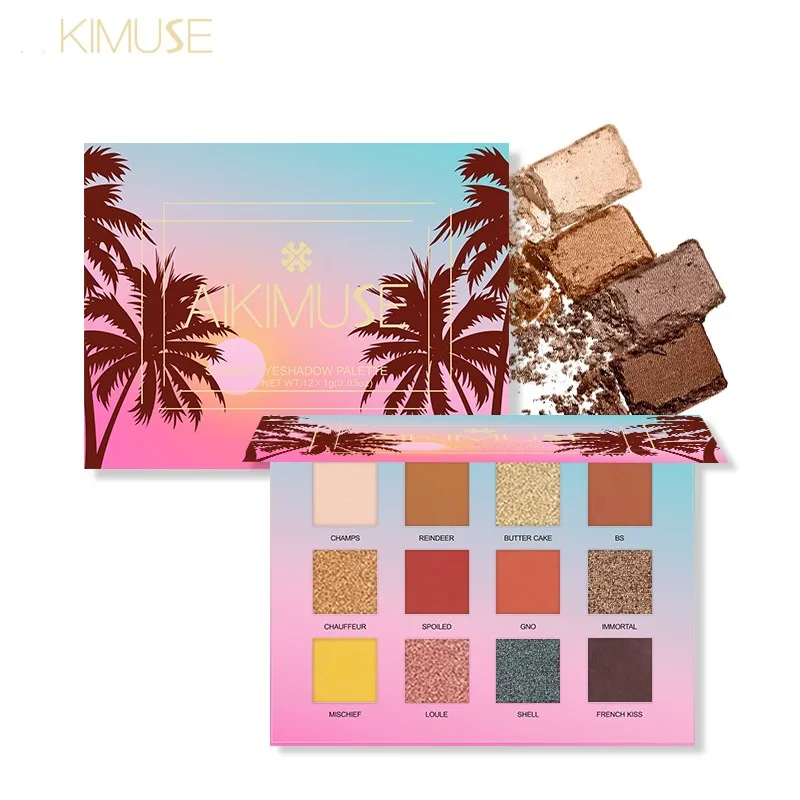 

KIMUSE Metallic Sunset Eyeshadow Palette 12 Color Pigment Mineral Glitter Eye Shadow Makeup Long Lasting Natural Hot Cosmetic