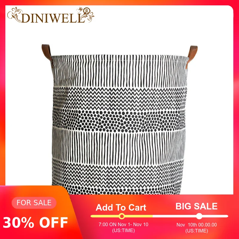 

DINIWELL Children Toys Basket Waterproof Laundry Basket Large Canvas Toys Organizer Foldable Storage Box Cloth Storage Holder