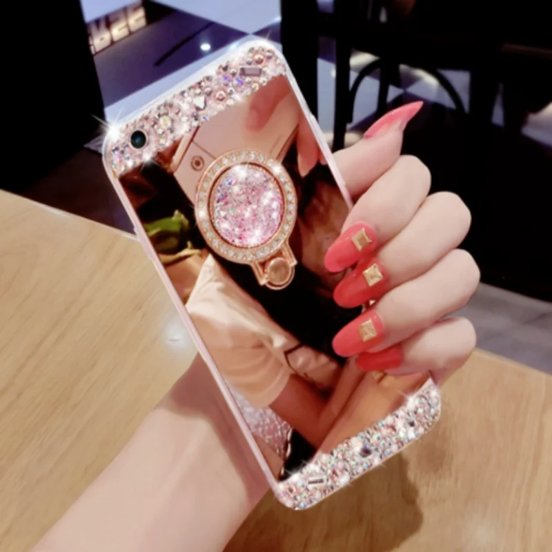

Rose Gold-Colored Diamond Plated Mirror Phone Case for IpneXR