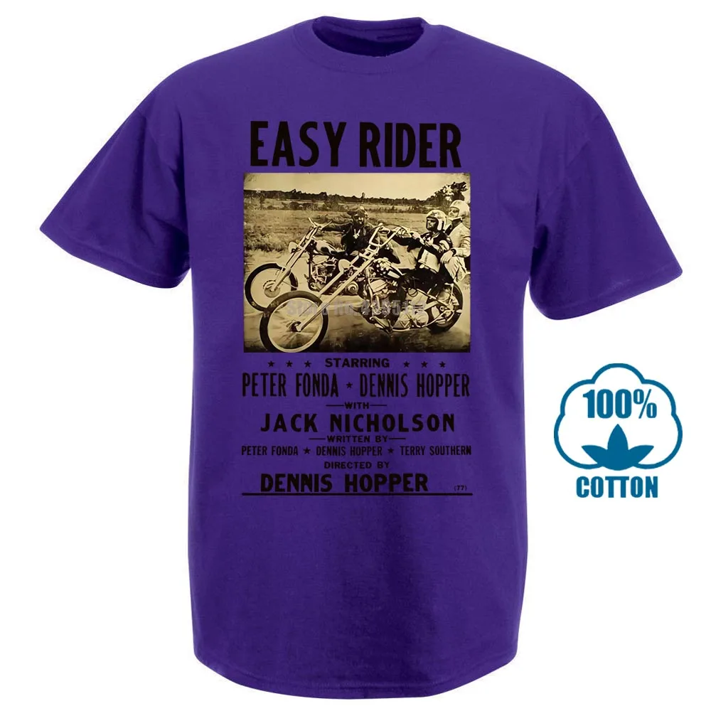 Фиолетовый Easy Rider V13 постер фильма футболка все размеры S до 4Xl Питер фонда Деннис Хоппер 012917 - Цвет: Фиолетовый
