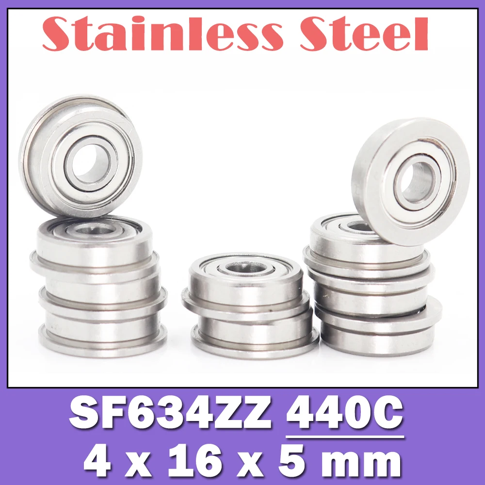 

SF634ZZ Flange Bearing 4*16*5 mm ( 10 PCS ) Double Shielded Stainless Steel Flanged SF634 Z ZZ Ball Bearings SF634-2Z F634 ZZ