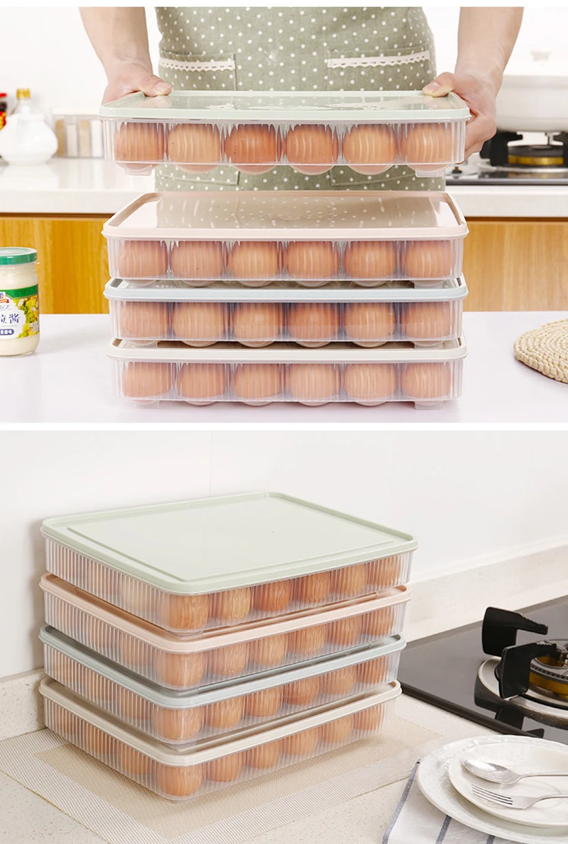 Кухонная портативная коробка для хранения яиц с 24 ячейками, практичная коробка для хранения яиц, холодильник, многофункциональная коробка с крышкой