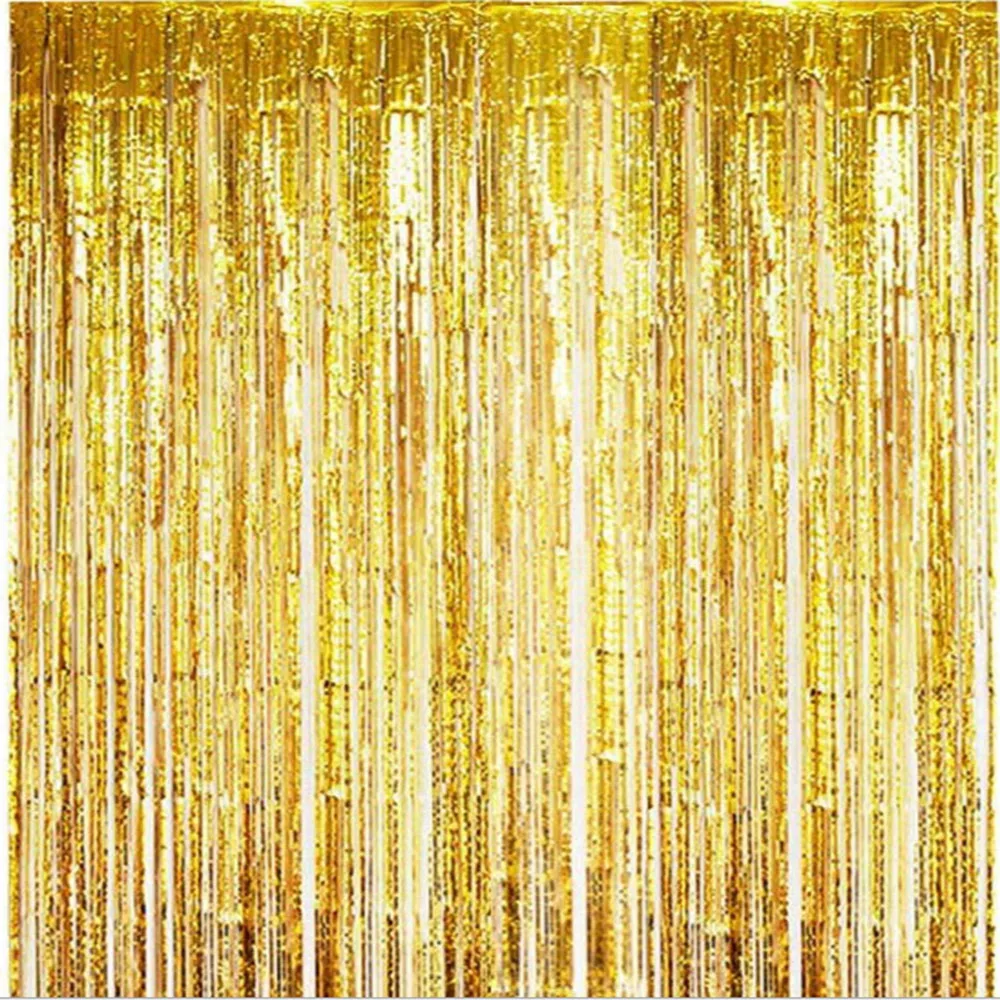 1*2 м 1* 3M Свадебный праздник день рождения фон украшение стены бахромой дождь Шелковый занавес - Цвет: Gold