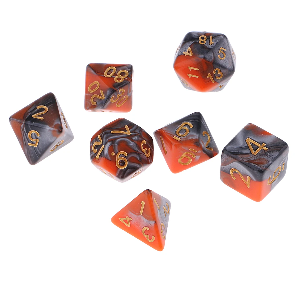 7x многогранные кости многогранные D4-D20 для вечерние настольные игры MTG DND игрушки многогранные Кубики для вечеринок - Цвет: Orange Gray 16mm