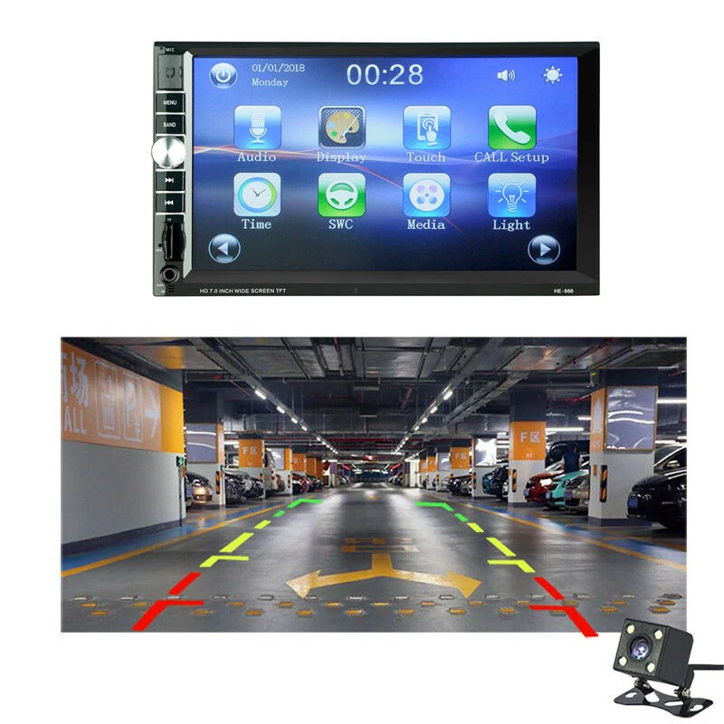 2Din 7 дюймов Hd стерео радио Mp5 плеер Bluetooth Fm контактный экран с задней камерой