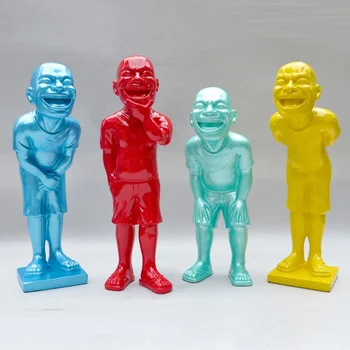 

Abstract Laughing Sculpture Figure Crafts Creative Minimalism Statue Ornaments Arts Minjun Yue Resin Home Interior Design Europe