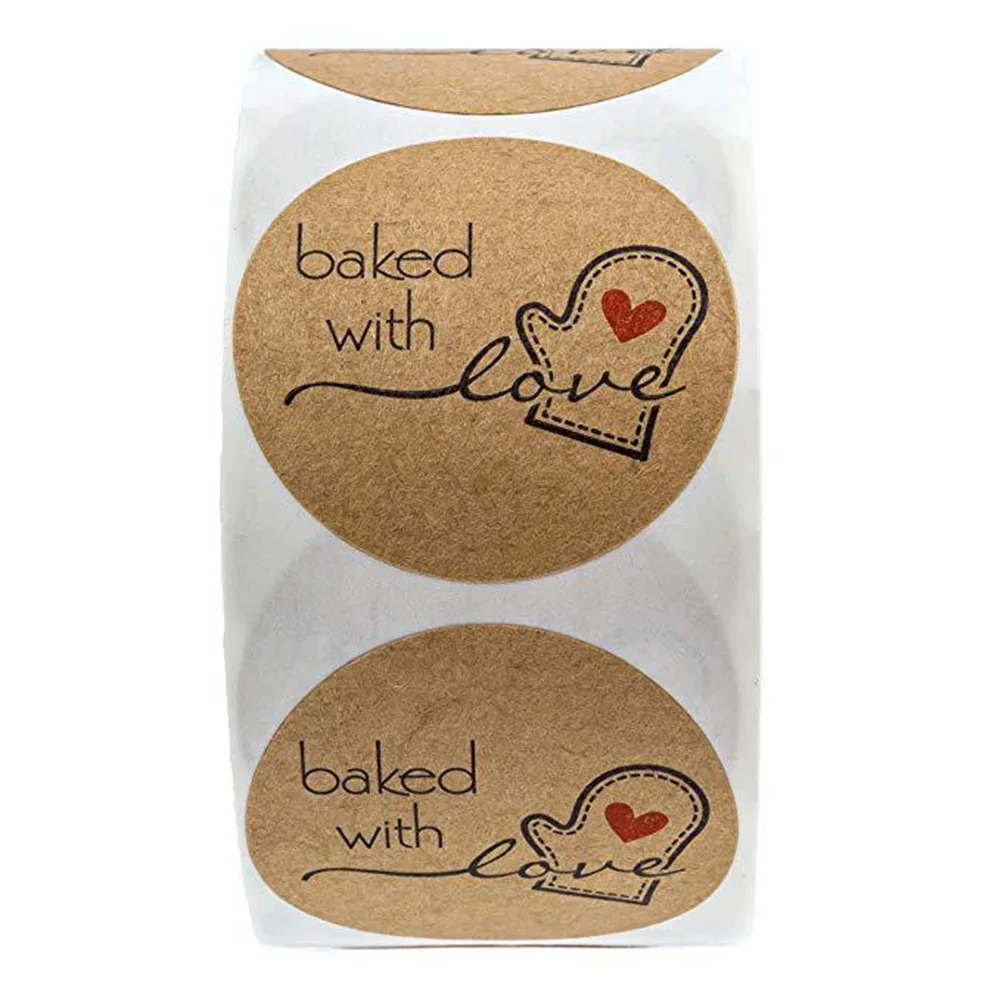 500pcs Natural Kraft Paper Round Sticker Seal Labels Roll Sticker For Package Decorate Handmade Sticker Waterproof Sticker Label