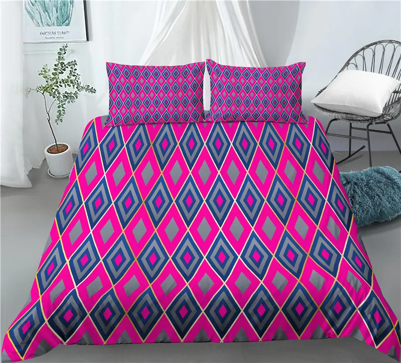 Home Living Luxury 3D Geometry Print 2/3Pcs Comfortable Duvet Cover PillowCase Bedding Sets Queen and King EU/US/AU Size 