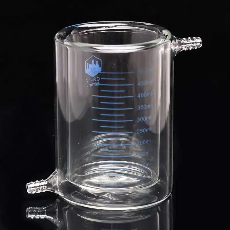 

Double-layer beaker 500ml jacketed glass beaker photocatalytic reactor high borosilicate glass