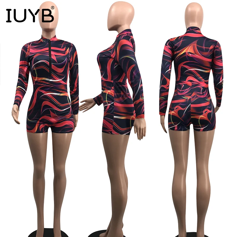 IUYB Лето, Женская обычная, высокая, на выход, стильные модные мини-комбинезоны, однотонные облегающие спортивные костюмы с длинным рукавом, комбинезон YD8082