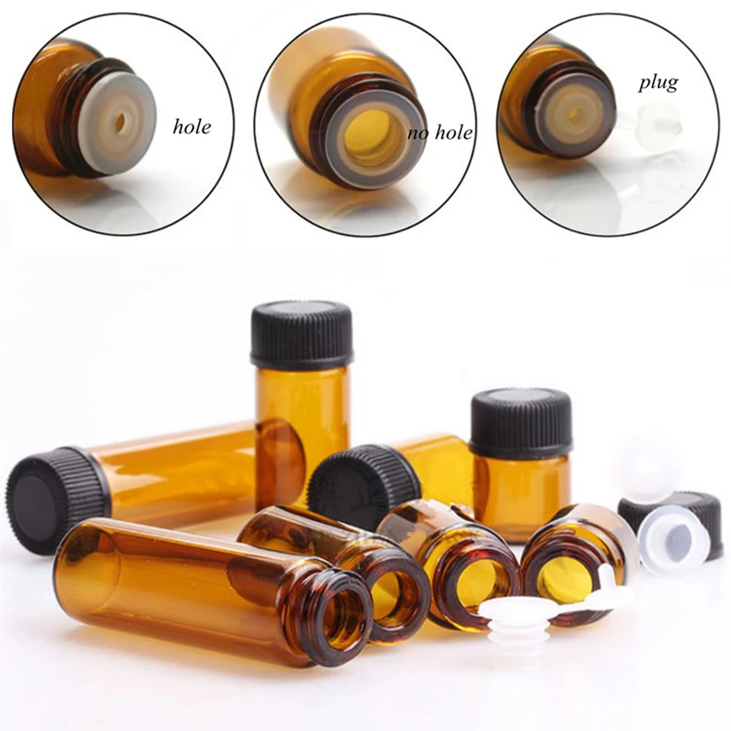 1ml 2ml 3ml 5ml Empty Amber Glass Essential Oil Bottle Thin Glass Small Amber Perfume Oil Vials Sample Test Bottle 5PCS/Pack glass bottles mini glass bottles mini perfume bottles aromatherapy diffuser bottle
