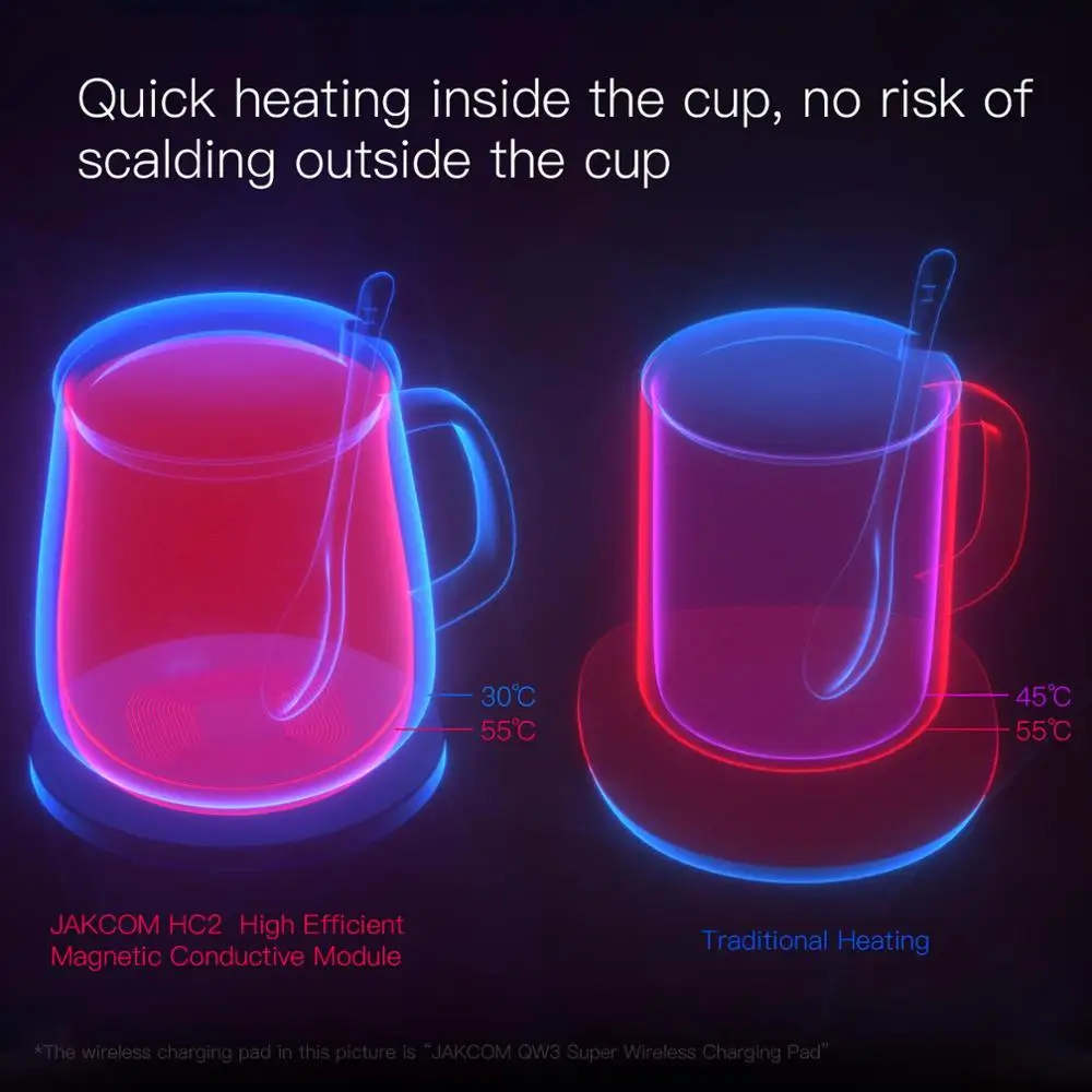 JAKCOM HC2 Wireless Heating Cup Match to watch 5 cable charger wireless headphone stand rgb unique gadgets mobile