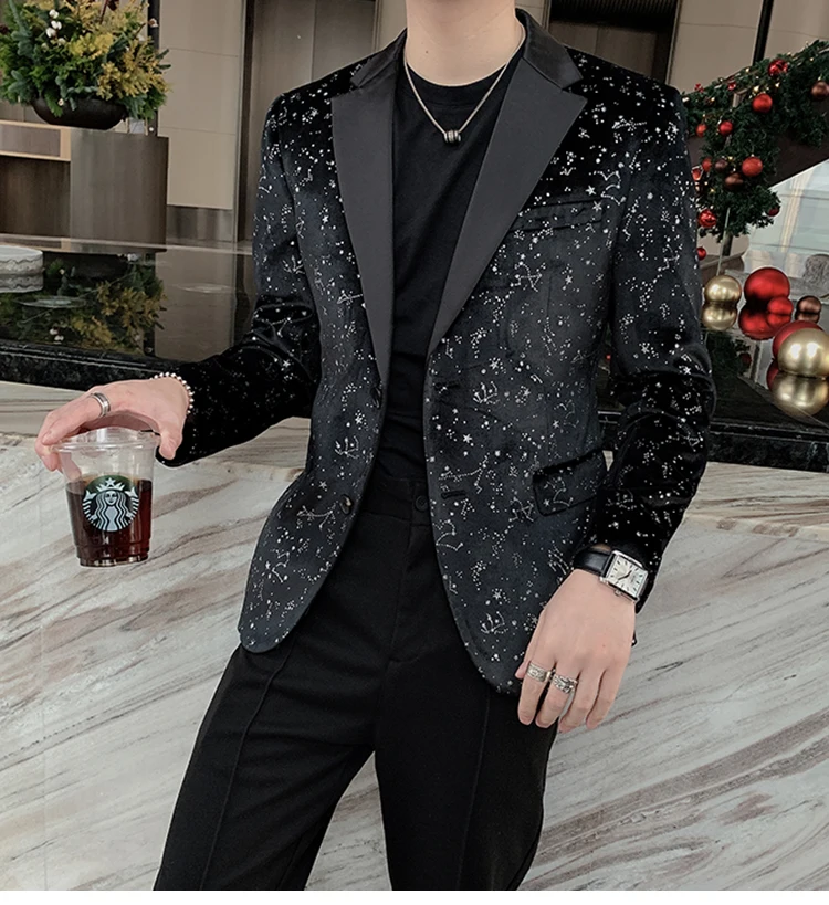 Frack Uomo Con Brillantini, Giacca Lucida A Paillettes, Maniche Lunghe, Regular Fit, Per Matrimoni E Feste Eleganti