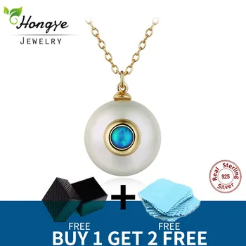 Hongye 2020 New Fashion Freshwater Pearl Necklace Women 925 Sterling Silver Chain 12mm Pearl Pendant  Jewelry Necklace For Gift