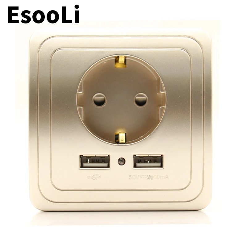 Настенное зарядное устройство EsooLi с двумя USB портами 2 А|Электрические розетки| |