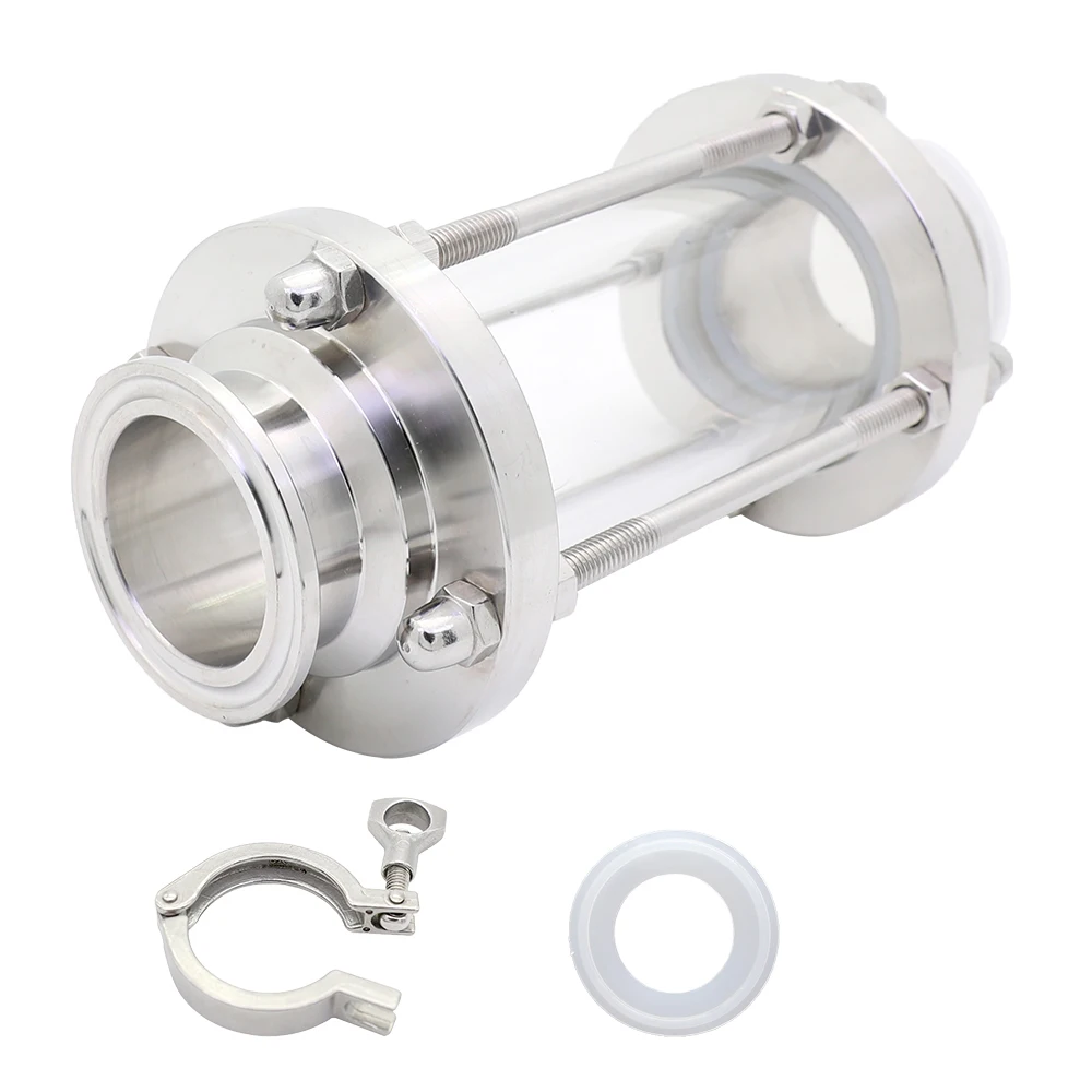 

2" 1.5" Tri Clamp Type Sanitay Flow Sight Glass Diopter Stainless Steel SS304 Ferrule OD 64mm 50.5mm For Homebrew Diary Product