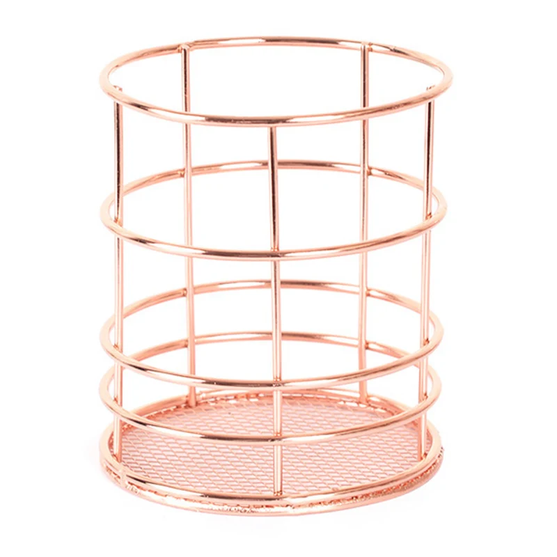 Rose Ouro Ferro Forjado Cestas De Armazenamento Rosa Acessórios Para Casa jandim organizaque Da Mesa De Escritório