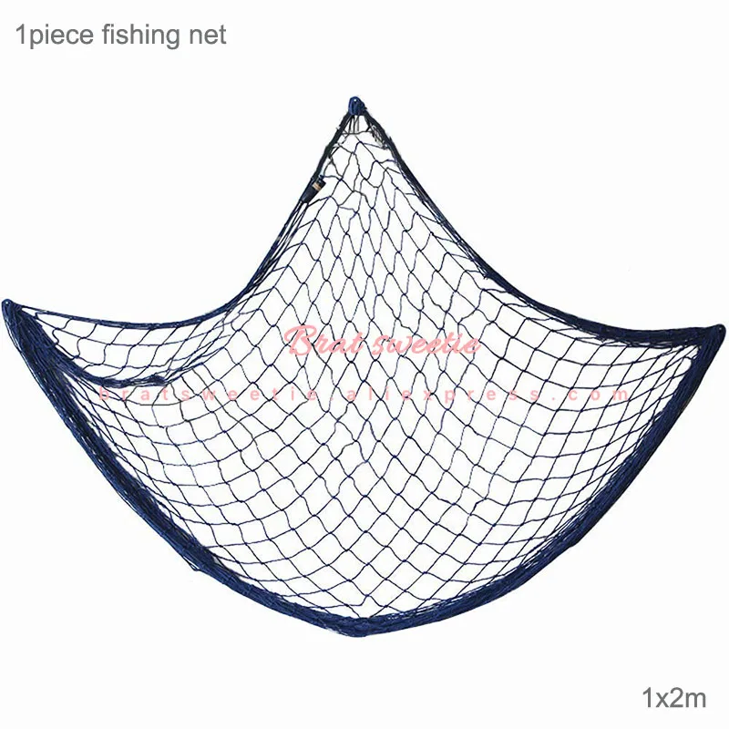 Nautical Mermaid Party Fishing Nets with Sea Shells and Anchor Under the Sea Decorative Background Wall Home Decoration Supplies - Цвет: 1x2m navy net