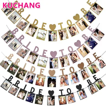 

Gold Pink Wedding Photo Frame Banners Bride To Be Banners Garland Bridal Shower Wedding Decorations Photo Clips Party Supplies