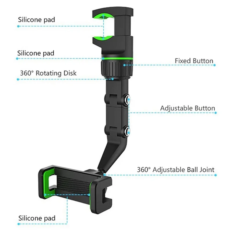 iBudim Car Rearview Mirror Phone Mount Multifunctional Mobile Phone Holder for Car Seat Kitchen Car Cell Phone Clip GPS Bracket mobile stand for car