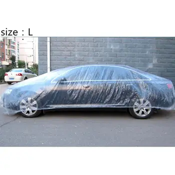 

M/L/XL LDPE Film Outdoor Clear Disposable Full Car Cover Rain/Dust Resistant Garage Universal Temporary Protection Cover