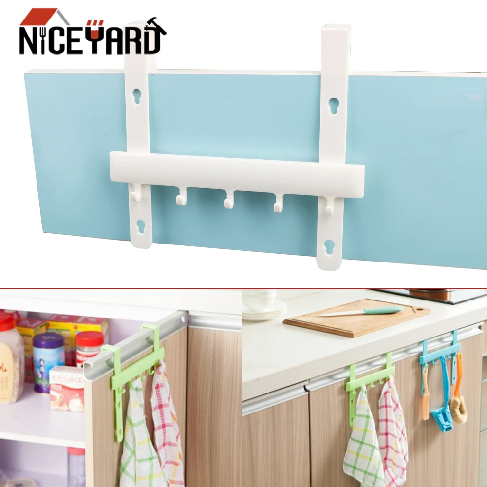 

NICEYARD Towel Rag Apron Holder Nail-Free Trace Hook Multi-Purpose Home Organization Cabinet Door Back Hook