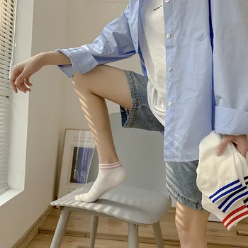 

Trendy High Quality Unisex Stripe Women Ankle Sock Breathable Skateboard Cotton Socks Female Men Comfortable Short Socks
