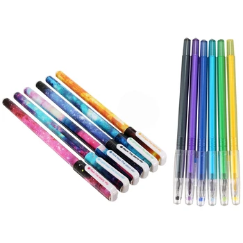 

12pcs Gel Pen Students Office Writing Stationery Watercolor - 6Pcs Sky Starry 0.38mm & 6pcs Color diamond head 0.5mm